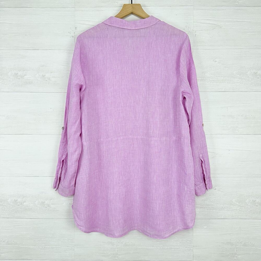 J.Jill Love Linen Relaxed Tunic Top Size L Petunia Pink Lagenlook Coastal Beach - Picture 7 of 16